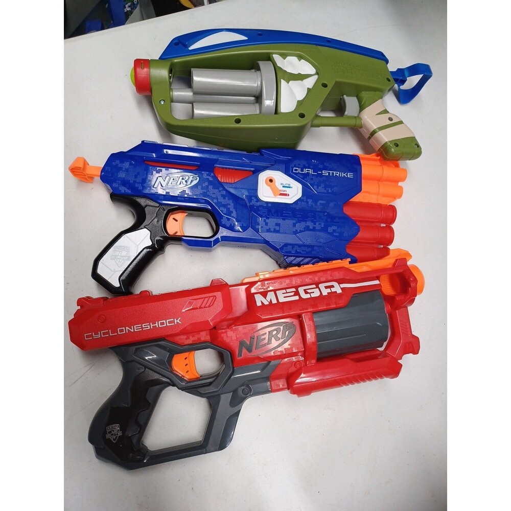 Set of 3 Nerf Gun Mega Dual Strike Teenage Mutant Ninja Turtles